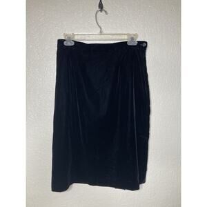 Vintage Pencil Skirt Womens 14 Black Velvet Whimsigoth Career Siren 90s